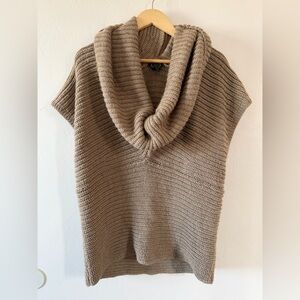 Lauren Ralph Lauren Tan Brown Knit Cowl Knit Short Sleeve Sweater Size Large